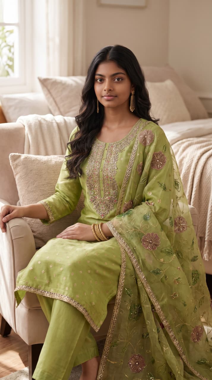 Women's Sawan Green Suit- Unstiched