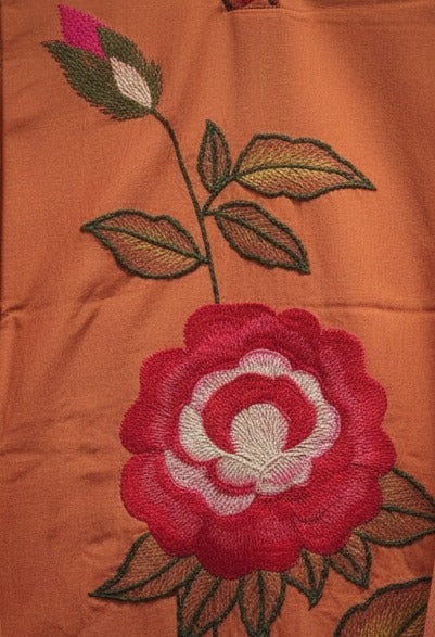RUST PEACH A-LINE SUIT WITH TROUSER-3PC SET (READY TO WEAR)