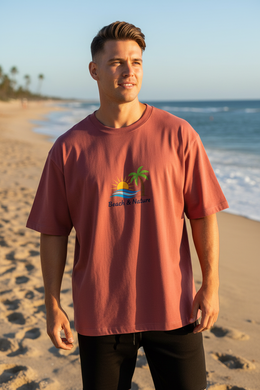 Beach & Nature Coral Oversized Tee on Model