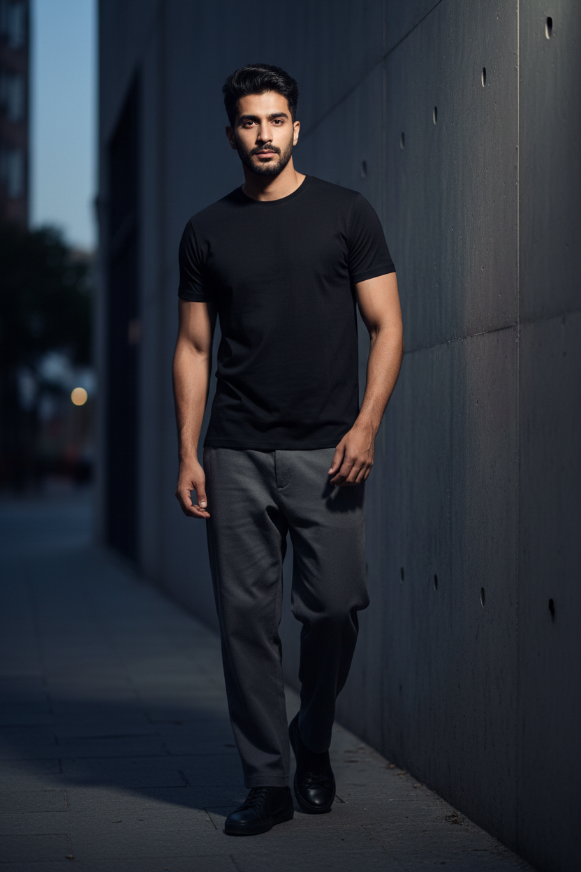 Black Classic Plane Crew T-Shirt