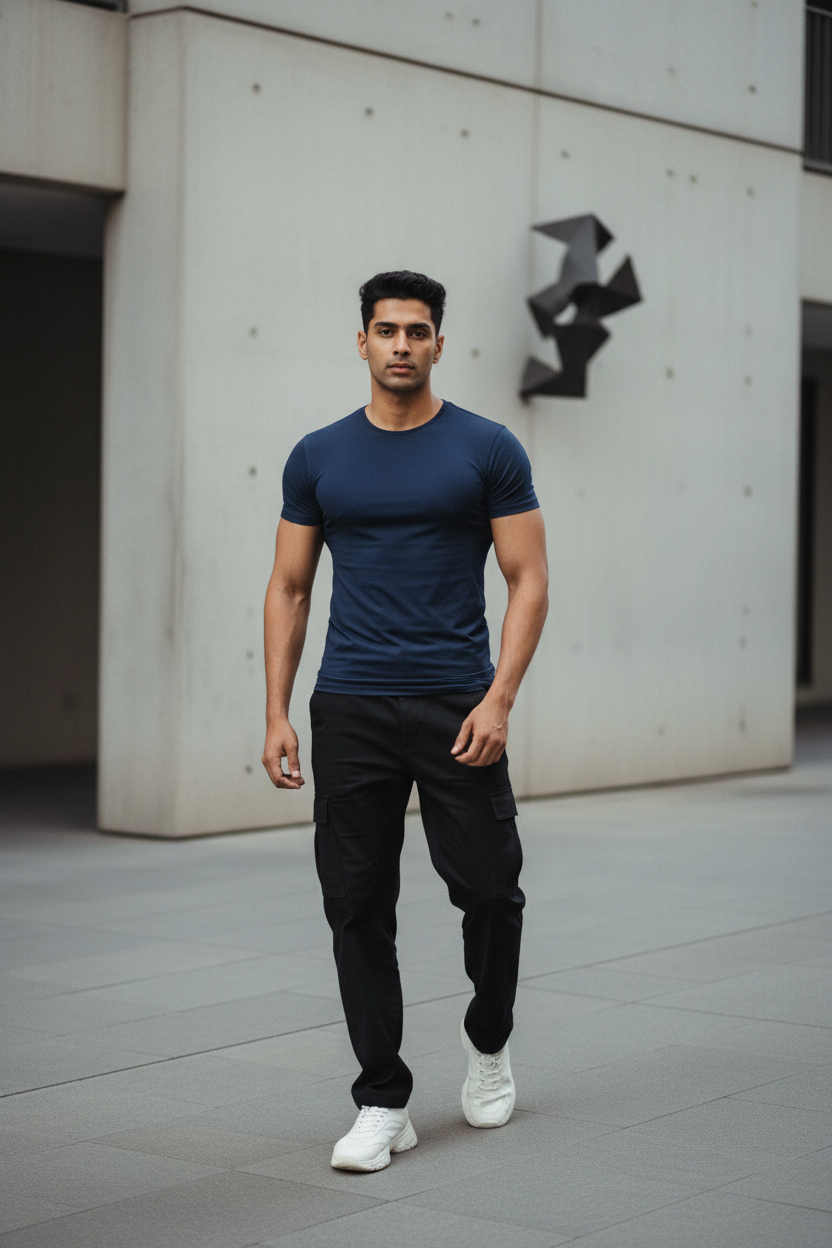 Navy Blue Stretch Plane T-Shirt