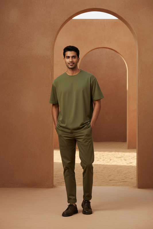 Olive Green Oversized Plane Classic T-Shirt