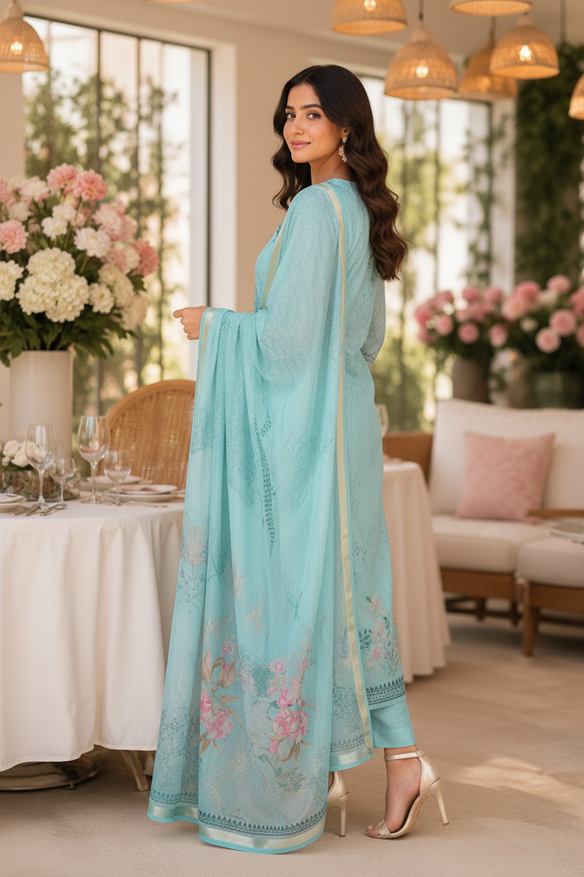 Sky Blue Suit - Different Pose