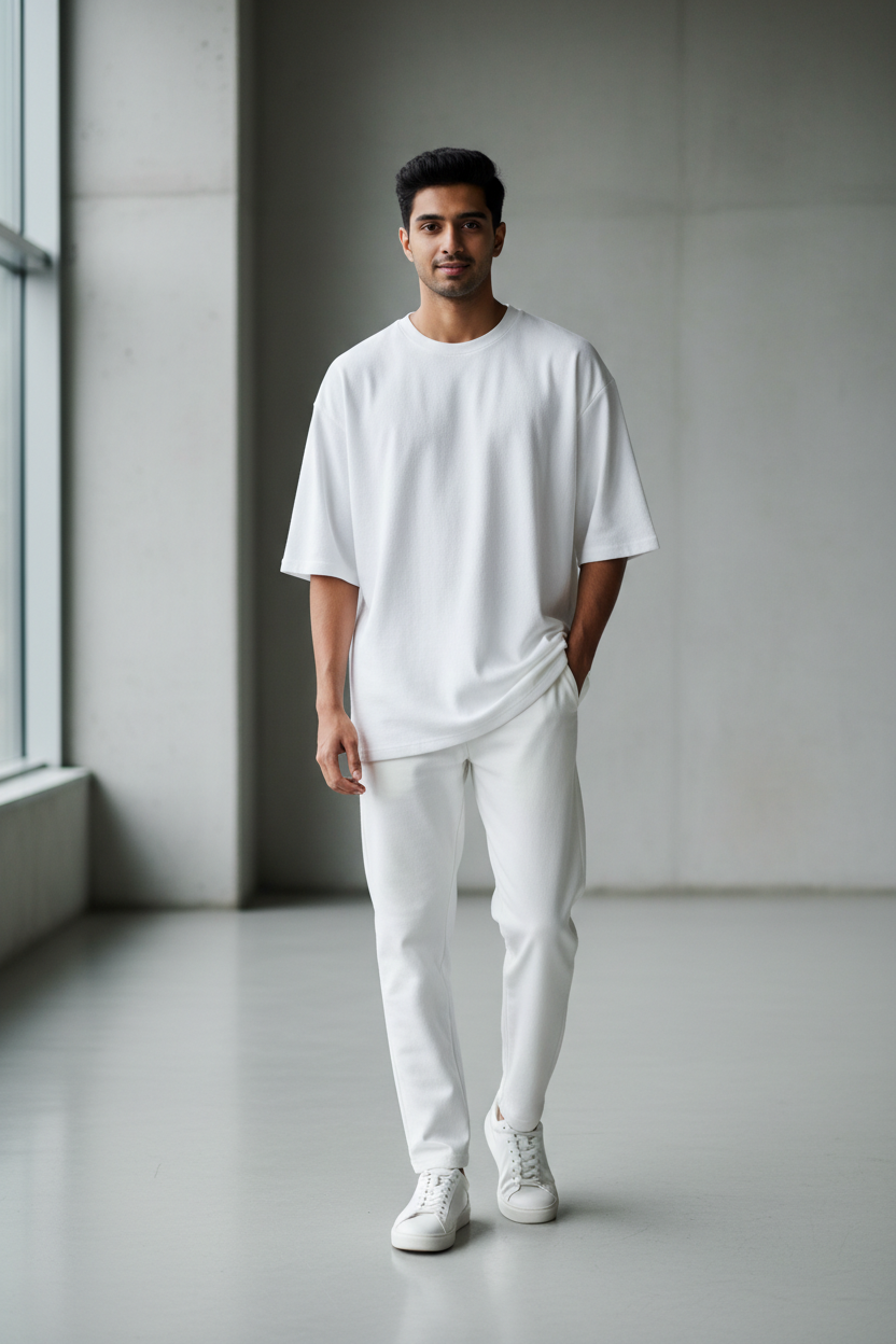 White Terry Plane Oversized Tee